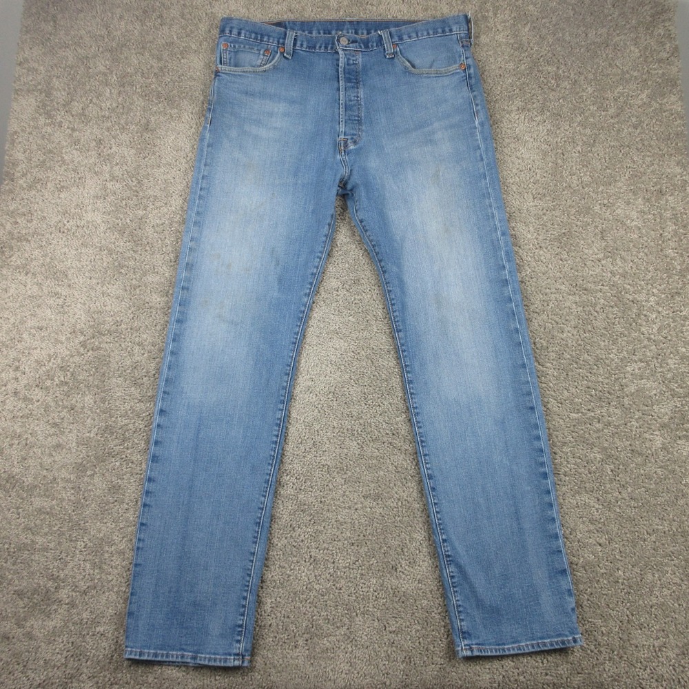 Levis Jeans Mens 36x34 Blue 501 Button Fly Original Straight Faded Denim Pants